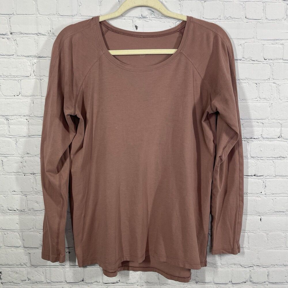 Lululemon Pima Cotton Long Sleeve Tee Brown Women's 10 Y2K Pima Cotton Hiking